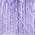 thumbnail image 3 of Girls Summer 2 Piece Outfits Cute Lace Hollow Lapel Shirts and A-Line Boho Midi Skirt Matching Sets Purple 4-5 Years, 3 of 8