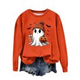 thumbnail image 2 of DDAPJ pyju Halloween Ghost Sweatshirt Women Funny Spooky Season Long Sleeve Shirts Halloween Pullover Top Mint Orange S, 2 of 3