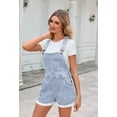 thumbnail image 3 of Pink Queen Women's Denim Classic Adjustable Straps Cuffed Hem Bib Overalls Shortalls S-2XL, 3 of 7