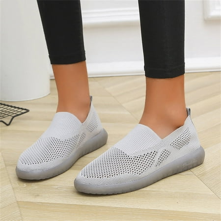 

Aayomet Slingback Sandals Ladies Fashion Solid Color Mesh Breathable Comfortable Flat Casual Shoes Gray 6.5
