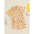 thumbnail image 4 of Musuos Little Boy Casual Checkerboard Outfit, 6M 12M 18M 24M 3Y 4Y Tree Print Lapel Short Sleeve Shirt Shorts Summer Set for Toddler, 4 of 10