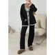 thumbnail image 4 of Conjunto Lounge PRETTYGARDEN Cardigan Negro y Pantalón de Pierna Ancha XL, 4 of 8