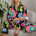 thumbnail image 6 of Naloa Vector Mexican Otomi Style Bright Pajamas for Women Set, Womens Pajama Sets, Lounge Sets for Women, 2pjs for Women-Medium, 6 of 7