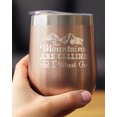 thumbnail image 3 of Mountains Are Calling - Wine Tumbler Glass with Sliding Lid - Stemless Stainless Steel Insulated Cup - Outdoor Hiking & Camping Gift, 3 of 3