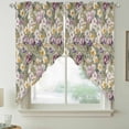 thumbnail image 2 of Dark Sage Green Botanical Swag Curtains for Kitchen/Bedroom/Living Room, Spring Floral Summer Botanical Retro Scalloped Curtains 63 Inch Long, Window Swag Topper Curtains Valances 2 Panels 36"x63", 2 of 8