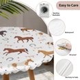 thumbnail image 3 of Beige Brown Horses Round Tablecloth for 36-44 Inch Tables,Fitted Table Cover with Elastic Edge,Horseshoes Farmhouse Abstract Art Waterproof Outdoor Table Cloth Protector for Patio Garden Dinner, 3 of 9