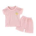 thumbnail image 2 of Toddler Outfits for Boys Soft Relaxed Solid Crew Short Sleeve Two Piece Kids Lightweight Summer Daily Casual Outfit Set, 2 of 7
