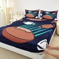 thumbnail image 3 of Feelyou Cartoon Rugby Boys Twin Sheet Sets, Art Graffiti Lines Twin Fitted Sheet, Video Football Game Flat Sheet, Ultra Soft Bedroom Decor, 3-Piece, 3 of 7
