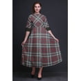 thumbnail image 2 of Bimba Robe à Carreaux Col Mandarin Manches Retroussables Chemise Robe-Large, 2 of 5