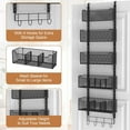 thumbnail image 6 of Over The Door Organizer, Metal Door Organizer Hanging with 5 Adjustable Baskets and Coat Hook, Behind The Door Storage for Bedroom Closet Bathroom Pantry Cabinet Kitchen, Black, 6 of 16