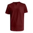 thumbnail image 4 of pstuiky camisetas de hombre, Camisa informal de verano para hombre, de manga corta, color liso, con cuello en V y bolsillo camisetas de hombre s, 4 of 5