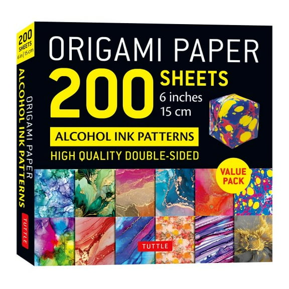 Pre-Owned Origami Paper 200 sheets Alcohol Ink Patterns 6" (15 cm): Tuttle Origami Paper: Double-Sided Origami Sheets Printed with 12 Designs (Instructions for 5 Projects Included) Paperback