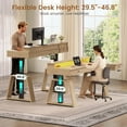 thumbnail image 3 of Modern Standing Desk with Drawers, Height Adjustable Computer Desk with Power Outlets, LED Lights & Monitor Stand, Stand Up Corner Gaming Desk, Home Office Desk with Storage, Natural, 3 of 8