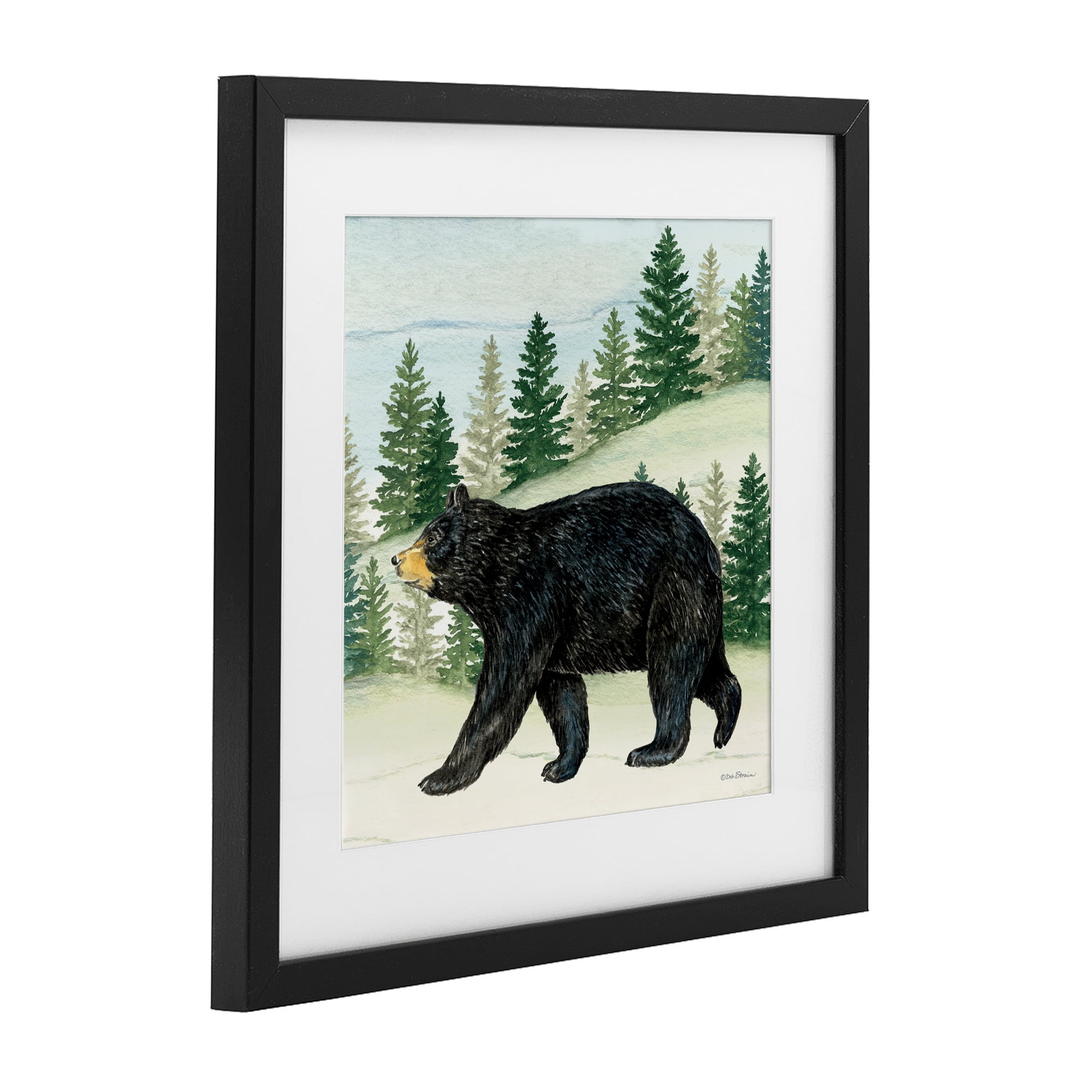 Stupell Industries Black Bear In Woods Black Framed Print Under Glass, design by Deb Strain