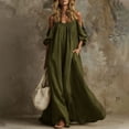 thumbnail image 2 of Bxsruta Womens Casual Maxi Dress Off The Shoulder Long Sleeve Flowy Sundress Loose Beach Dress, 2 of 5