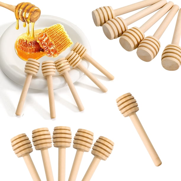 YEUIKERR Paquete de 100 Mini Palitos de Miel de 3 Pulgadas Varita de Peine de Miel de Madera Mini Palillo Agitador de Miel de Madera para Tarro de Miel Dispensar Llovizna Miel y Fiesta de Bodas