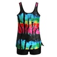 thumbnail image 7 of AGWOLF Swimsuits for Women Tummy Control 2 Piece Bathing Suits Trendy Tie Dye Print Sling Tankini Top with Boys Shorts Flowy Summer Swimwear Set,Black,XL, 7 of 7
