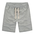 thumbnail image 2 of DDAPJ pyju Cotton Shorts for Men Elastic Waist Drawstring Casual Athletic Shorts Basic Solid Summer Beach Sweat Shorts with Pockets Pale Gray S, 2 of 6