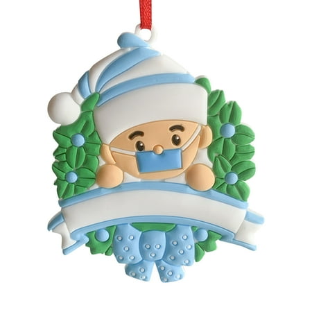 

WANYNG Hangs Christmas Family DIY Name Blessing Pendant Santa Claus Pendant Silicone Pendant DIY Name Wishes Pendant Decoration Blue