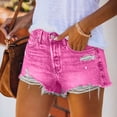 thumbnail image 2 of VBVC Women's Ripped Cutoff Denim Shorts , High Waisted Distressed Jean Shorts For Women,Ladies' Frayed Hem Summer Shorts with Pockets,Hot Pink,S-2XL, 2 of 10
