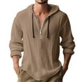 thumbnail image 2 of Half Zip Pullover Men 2026 Spring Fall Long Sleeve Lightweight Cotton Linen Hooded Shirt Mens Hoodie, 2 of 4