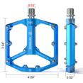 thumbnail image 7 of Road/Mountain Bike Pedals - 3 Bearings Bicycle Pedals - 9/16” CNC Machined Flat Pedals with Removable Anti-Skid Nails, 7 of 7