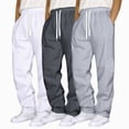 thumbnail image 2 of NOLDARES 3 Pack Men's Big and Tall Sweatpants Wide Leg Open Bottom Baggy Joggers Casual Drawstring Pants with Pockets,White,XL, 2 of 8