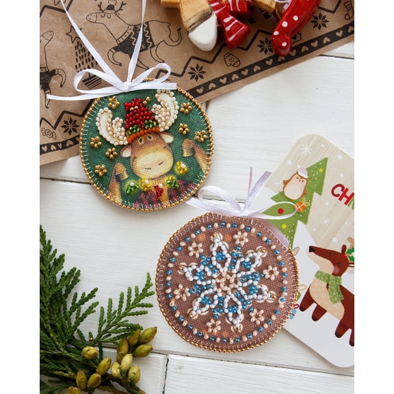 Wizardi Bead Embroidery Decoration - Christmas Lights. Colorful Beads, Beading Needles. DIY Kit. Embroidery for Beginners. Home Decor. ABT-014 Abris Art