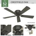 thumbnail image 4 of Hunter 52 inch Indoor Ceiling Fan with LED Lights and Pull Chain - Low Profile Mount Bronze Ceiling Fan, 5 Blades, For Bedroom, Living Room, or Kitchen, Quiet - Crestfield 54208, Noble Bronze, 4 of 16