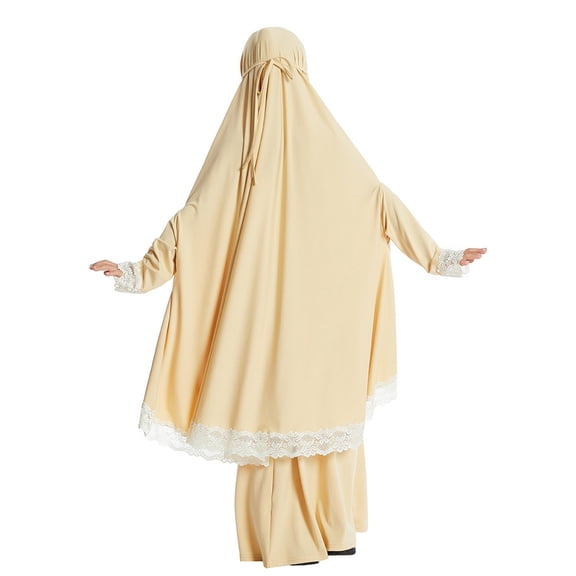 EnJoCho Kids Girls Abaya Musli𝗆 Full Cover Hooded Batwing Sleeve Robe Hijab Dress Kaftan 𝖣ubai 𝖨slamic Prayer 2pcs Set Eid Celebration Modest Outfit