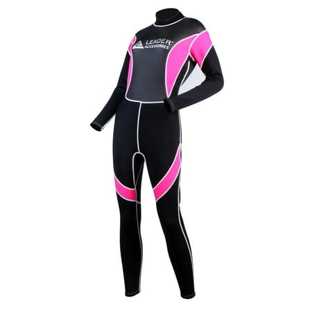 - Leader Accessories Women's Wetsuit 2.5mm Black/Pink Fullsuit Jumpsuit Wetsuit
