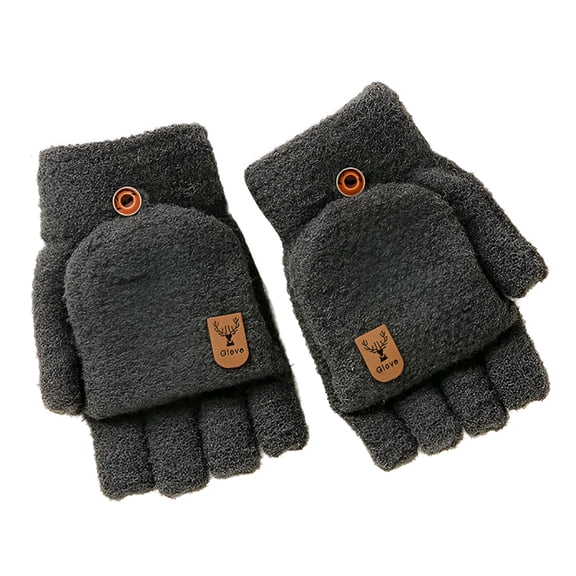 TELOLY Ski Gloves Mittens for Women Winter Knitted Fingerless Gloves Thermal Insulation Warm Convertible Mittens Flap Cover for Men Women One Size Multi-Color