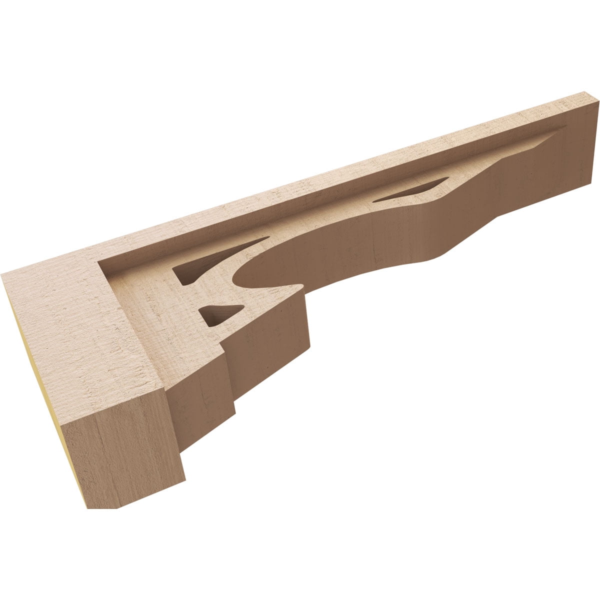 3"W x 18"D x 6"H Thin Sheridan Rough Cedar Woodgrain TimberThane Corbel, Primed Tan