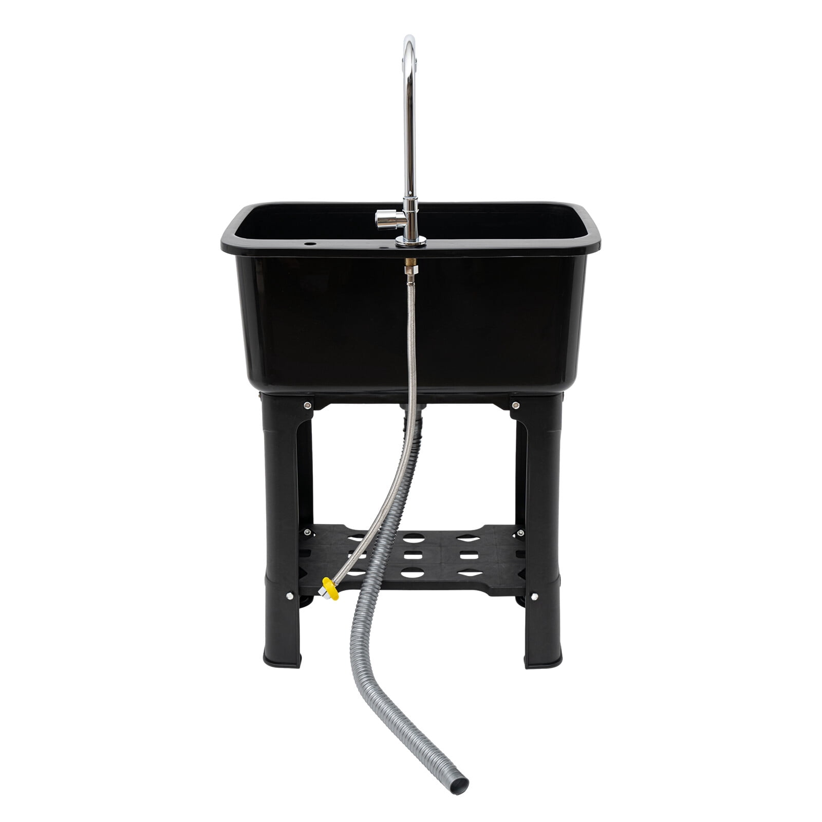Utility Sink, Modern Laundry Room Sink with Washboard, 360° Rotation Faucet, Storage Shelf and Drain Kit, Freestanding Laundry Tub Sink for Garage Garden Load 50kg