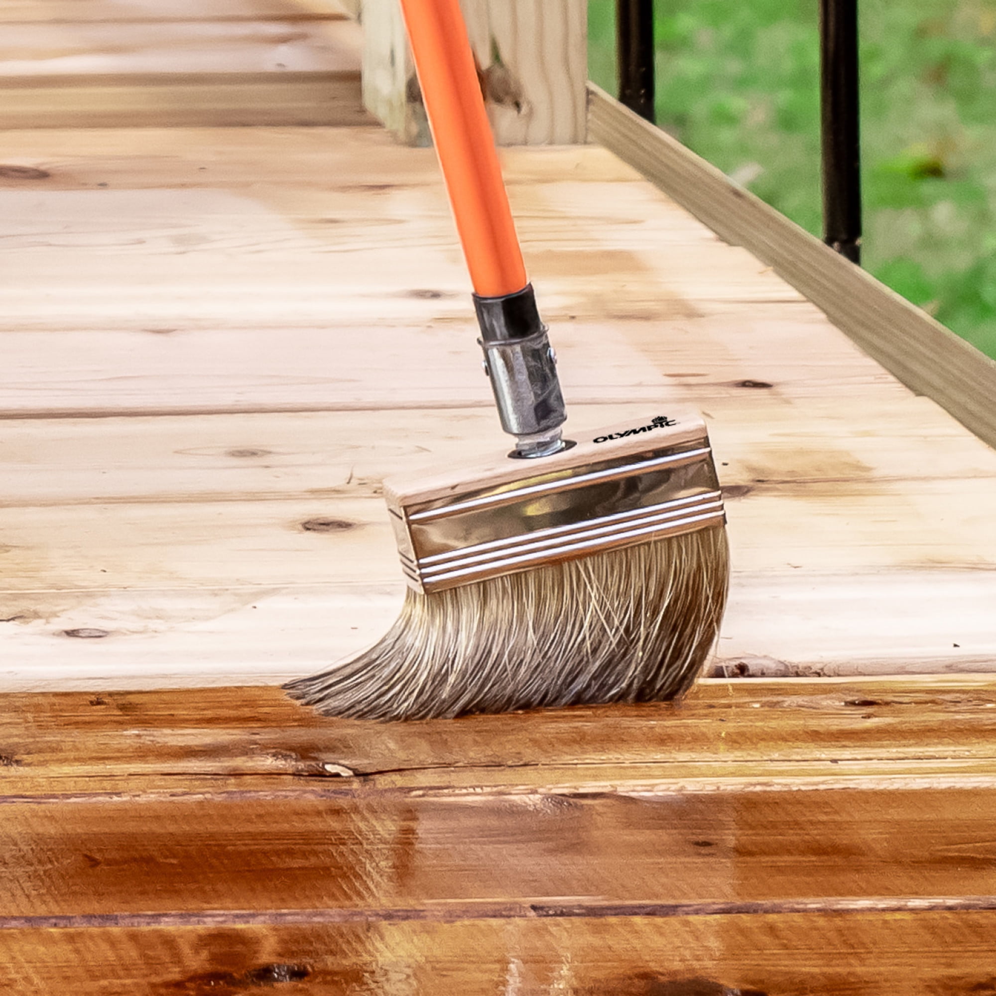 Olympic China Bristle Blend Block Deck Brush for All Stain Types, 5 inch