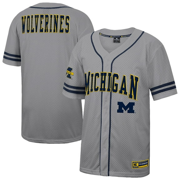 Men's Colosseum Gray Michigan Wolverines Free Spirited Baseball Jersey