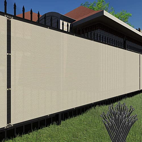 TANg Sunshades Depot Privacy Fence Screen Beige 5 x 3 Heavy Duty commercial Windscreen Residential Fence Netting Fence cover 150 gSM 88% Privacy Blockage with Excellent Airflow 3 Years Warra