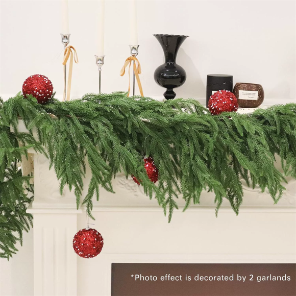 Artificial Norfolk Pine Garlands, Lifelike Christmas Winter Pine Garland, Artificial Greenery Garland for Table, Mantle, Wall, Indoor, Outdoor Christmas Decorations, 1 Pcs, 9 Ft