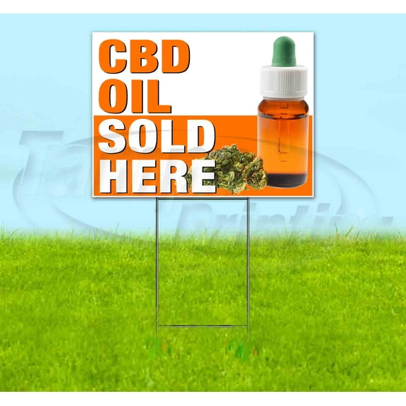 Stripe Cbd Oil Sold Here Orange (18" x 24") Yard Sign, Includes Metal Step Stake