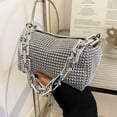 thumbnail image 2 of Rhinestone Mini Handbag with Chain Strap, Sparkly Evening Clutch Purse with Zipper for Party Wedding and Night Out, 2 of 6