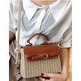 thumbnail image 3 of PIKADINGNIS Retro Straw Woven Handbag Handmade Casual Beach Tote Bag Flap with PU leather, 3 of 6