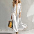 thumbnail image 2 of Ovbmpzd Vaction Womens Summer Dresses White Plus Size Maxi Shift Dress 3/4 Sleeve Casual Loose Dresses,M, 2 of 6