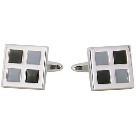 Cuff Daddy Silvertone Monochromatic Checker Cuff Links