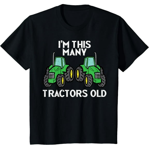 Kids 2nd Birthday Im This Many Tractors Old 2 Toddler Boys Kids T-Shirt