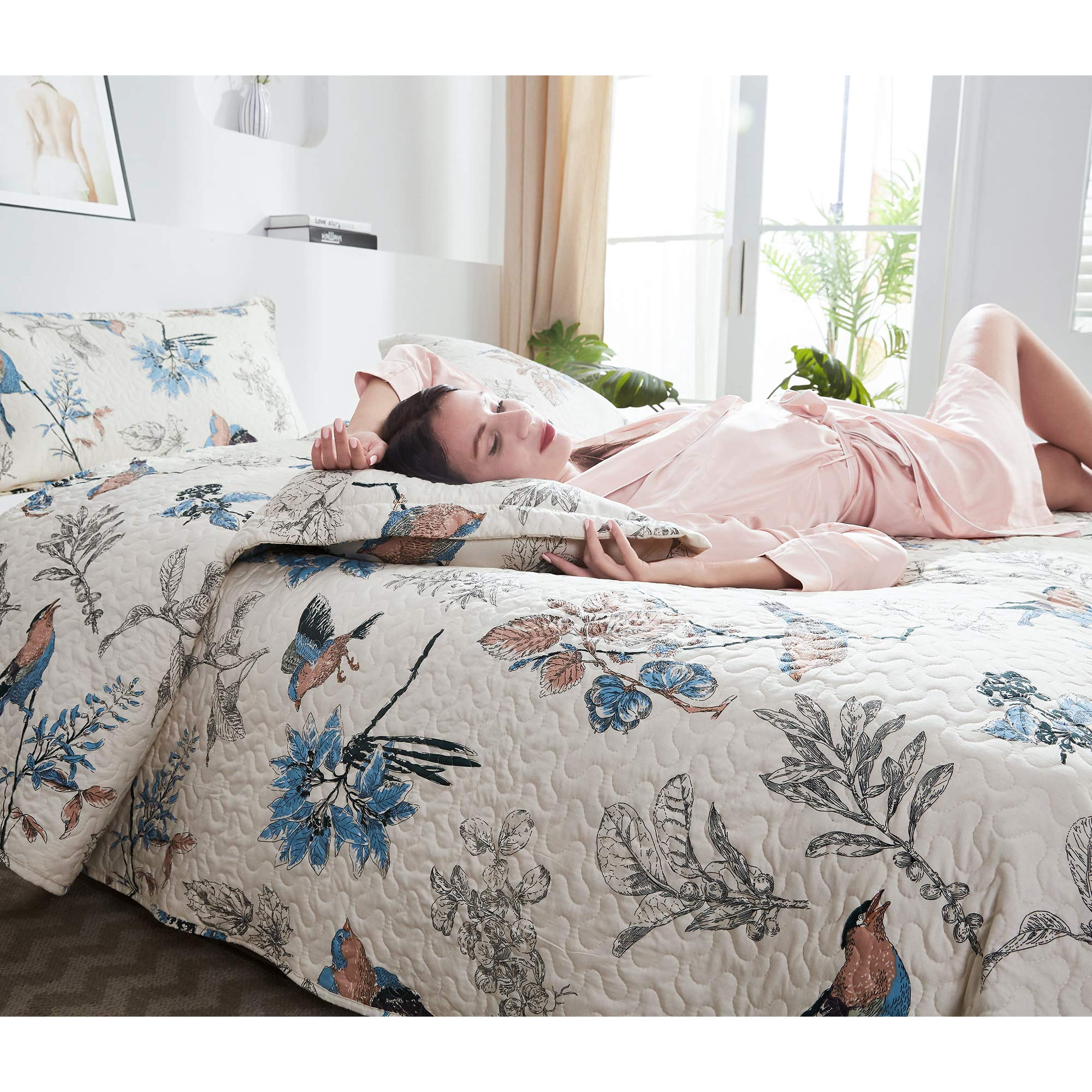 Arl Home Quilt Set Queen Size Bedspread Coverlet Queen Quilt Bedding Country Farmhouse Quilt Reversible Bedding Lightweight Quilt Bedspread Set Queen