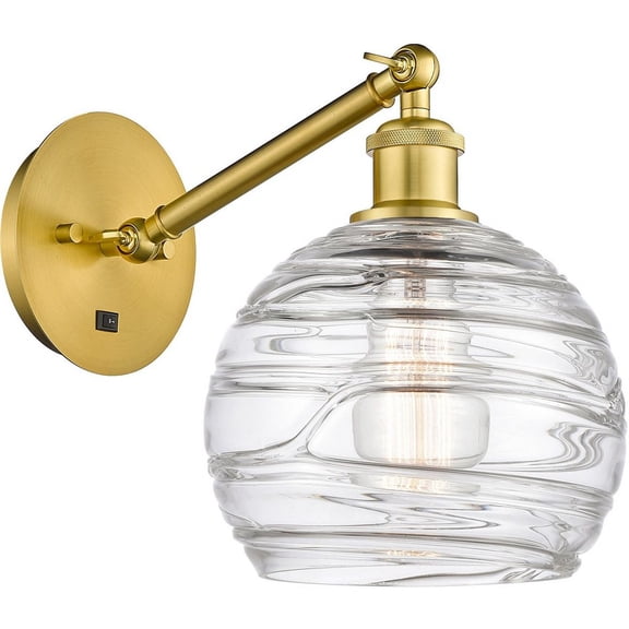 317-1W-SG-G1213-8-LED-Innovations Lighting-Athens - 1 Light Wall Sconce In Industrial Style-12.38 Inches Tall and 8 Inches Wide Satin Gold Clear Deco