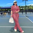 thumbnail image 5 of Chándal informal de punto de otoño e invierno para mujer, conjunto de dos piezas, ropa deportiva, suéter a rayas, top y pantalones anchos para correr para mujer, 5 of 5