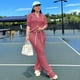thumbnail image 4 of Chándal informal de punto de otoño e invierno para mujer, conjunto de dos piezas, ropa deportiva, suéter a rayas, top y pantalones anchos para correr para mujer, 4 of 4