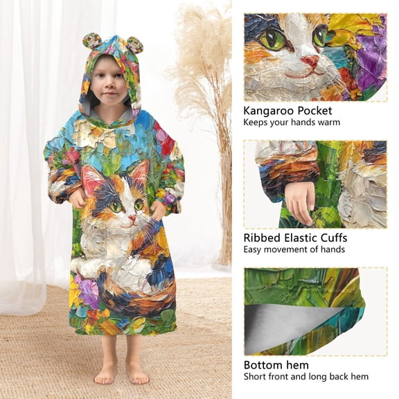 YAZAOO Kids Wearable Blanket Hoodie Warm and Cozy Garden Serenity Flannel Sweatshirt