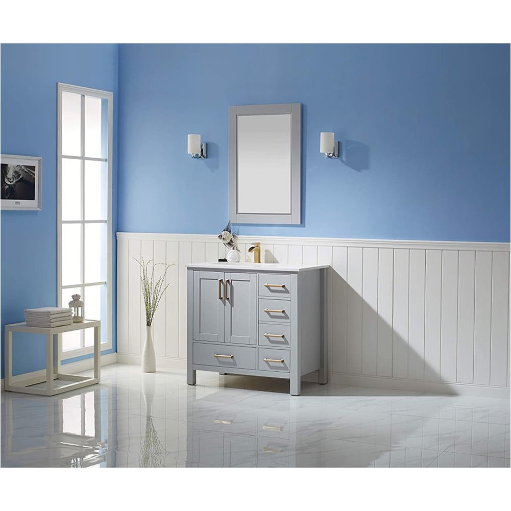 Kepooman F&R 24" X 35" Bathroom Vanity Mirror for Home, Solid Wood Framed Mirrors for Wall, Gray Kepooman F&R 24" X 35" Bathroom Vanity Mirror for Home, Solid Wood Framed Mirrors for Wall, Gray